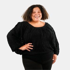 BCBG Black Convertable Open Knit Blouse size Medium